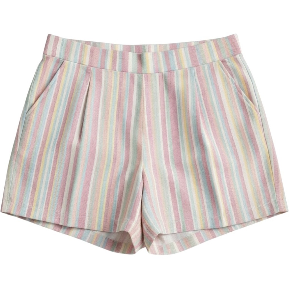 Torrid Challis Shorts Womens 2 2x Plus Pastel Multi Color Stripe High Rise